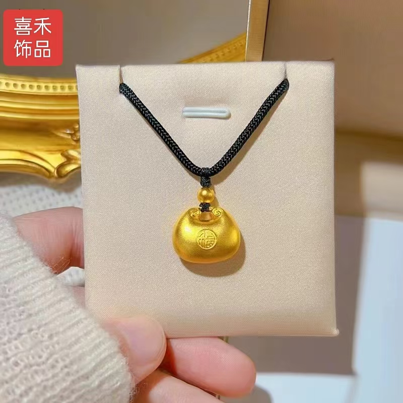 合金吊坠 小胖福吊坠手工编绳双面金色ins个性小清新简约甜美