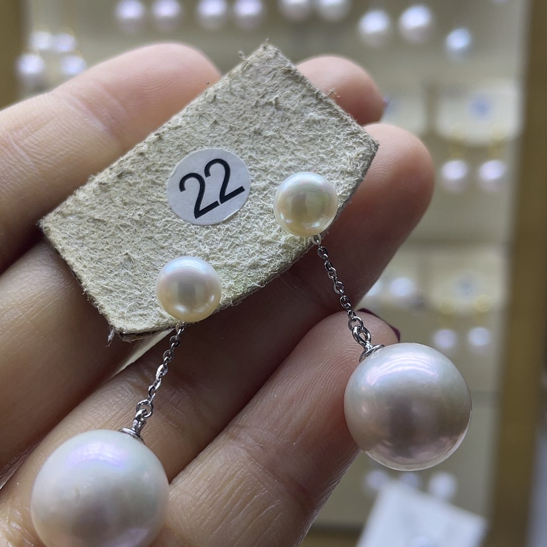 淡水珍珠耳饰银S925镶嵌