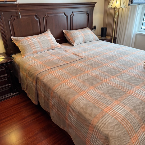 小茹家居    2025年新款纯棉水洗棉床盖三层三件套榻榻米床盖