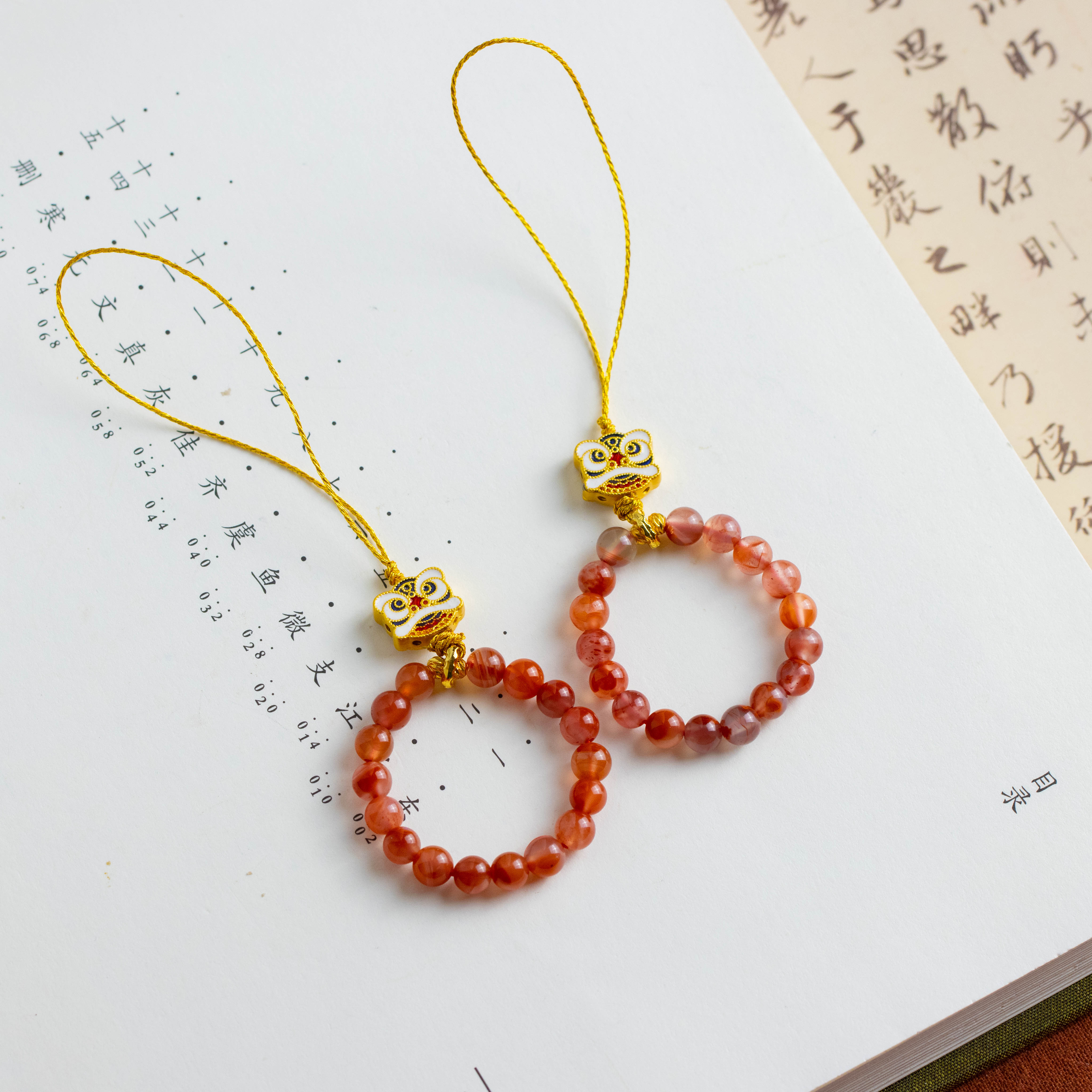 南红圆珠醒狮挂饰（多样性发货 发其一）