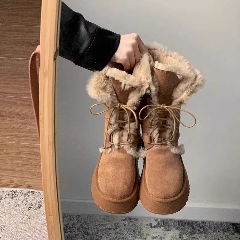 豹纹雪地靴厚底加绒加厚棉靴2025冬季新款防滑保暖棉鞋