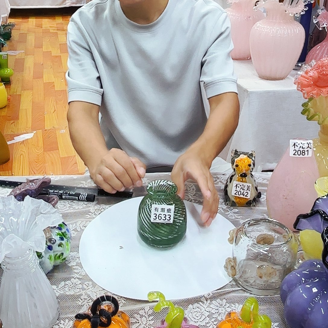 安妮家居琉璃花瓶摆件瑕