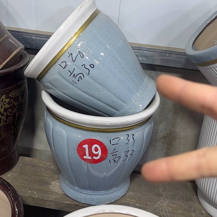 陶瓷大花盆南瓜白色两个