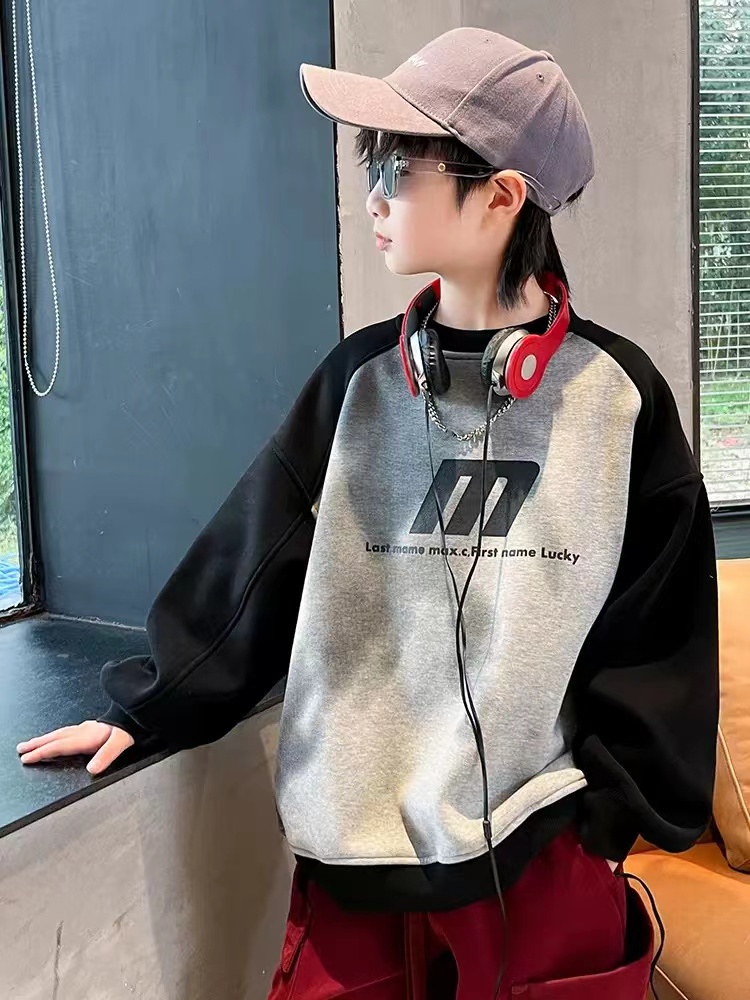 【黑爸爸童装】拼接卫衣印花韩版男童时尚断码孤品7号