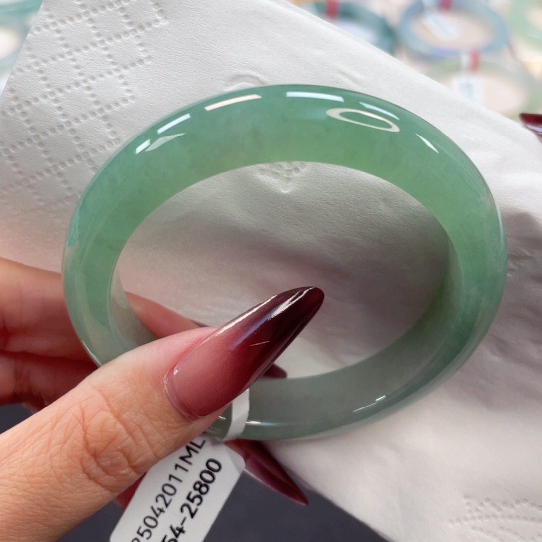 未镶嵌手镯翡翠14号54冰胶满绿