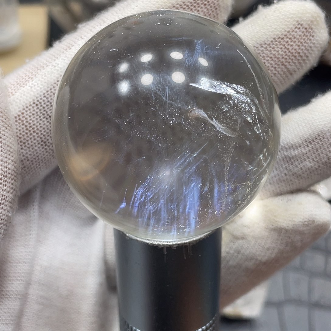 水晶4.5公分蓝针水晶球未镶嵌