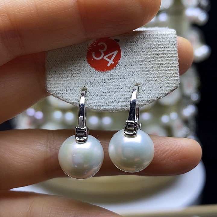 淡水珍珠耳饰银S925镶嵌
