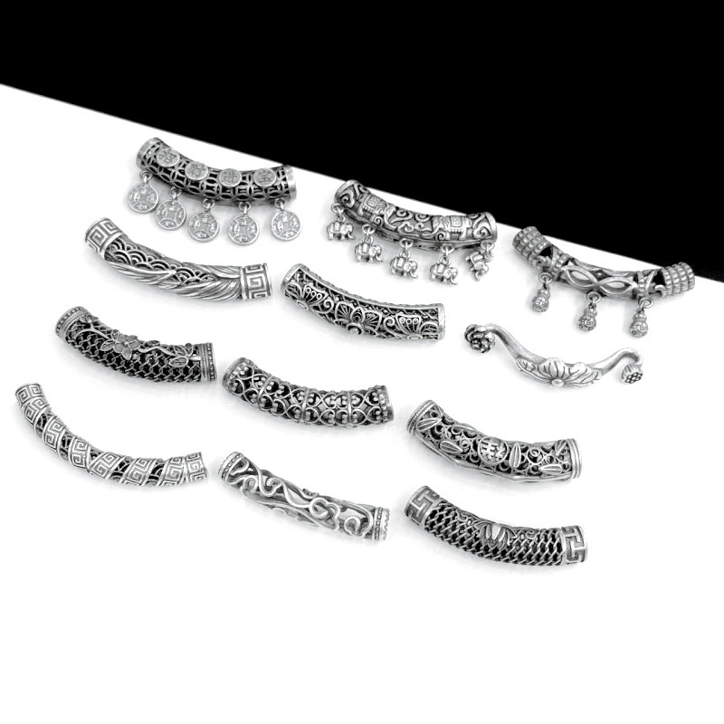 复古银饰配件弯管提溜弯管荷花莲蓬弯管百搭小众