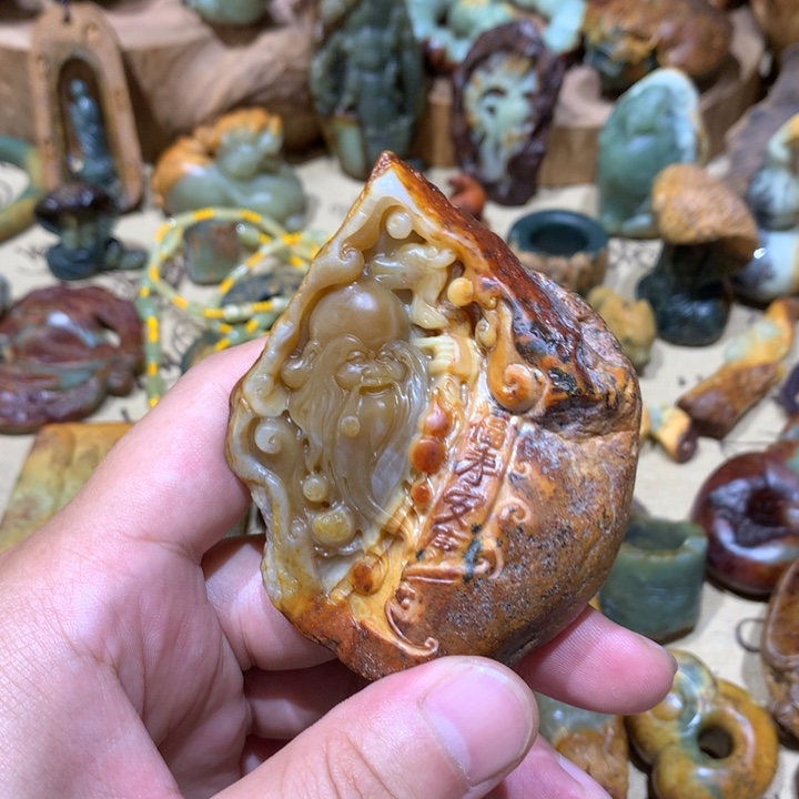 岫岩河磨玉（透闪石质玉）手把件未镶嵌萧*