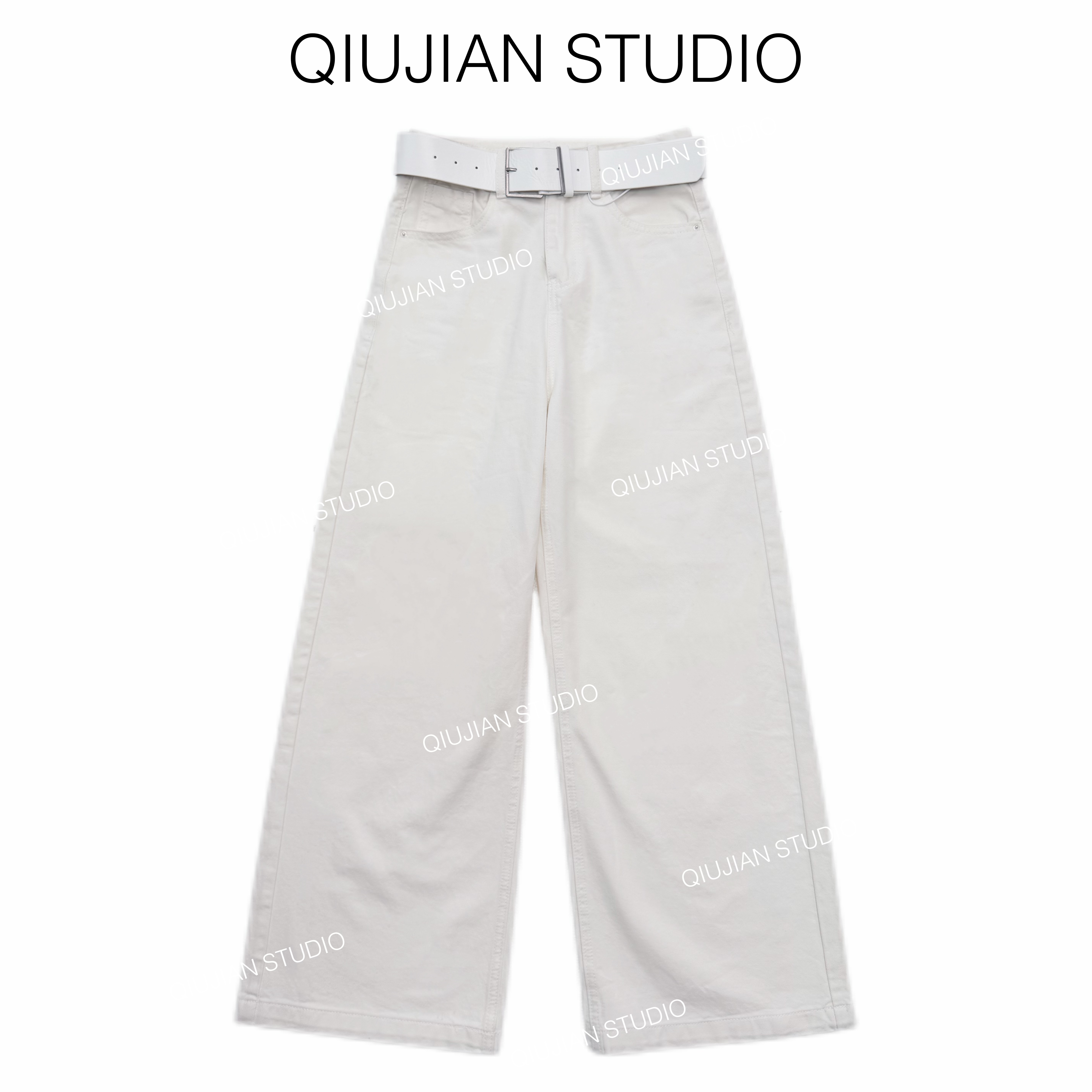 QIUJAIN【月光手书】HB-XCJ-001松弛感高腰阔腿牛仔裤