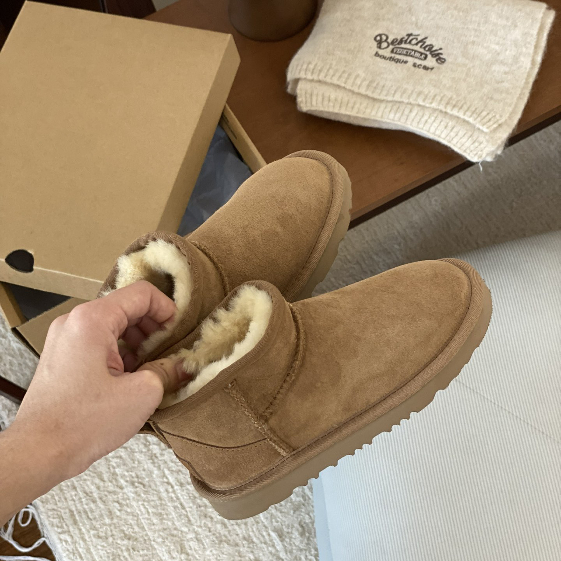 【薄底冬雨】冬季雪地靴加绒加厚保暖防寒皮毛一体雪地靴