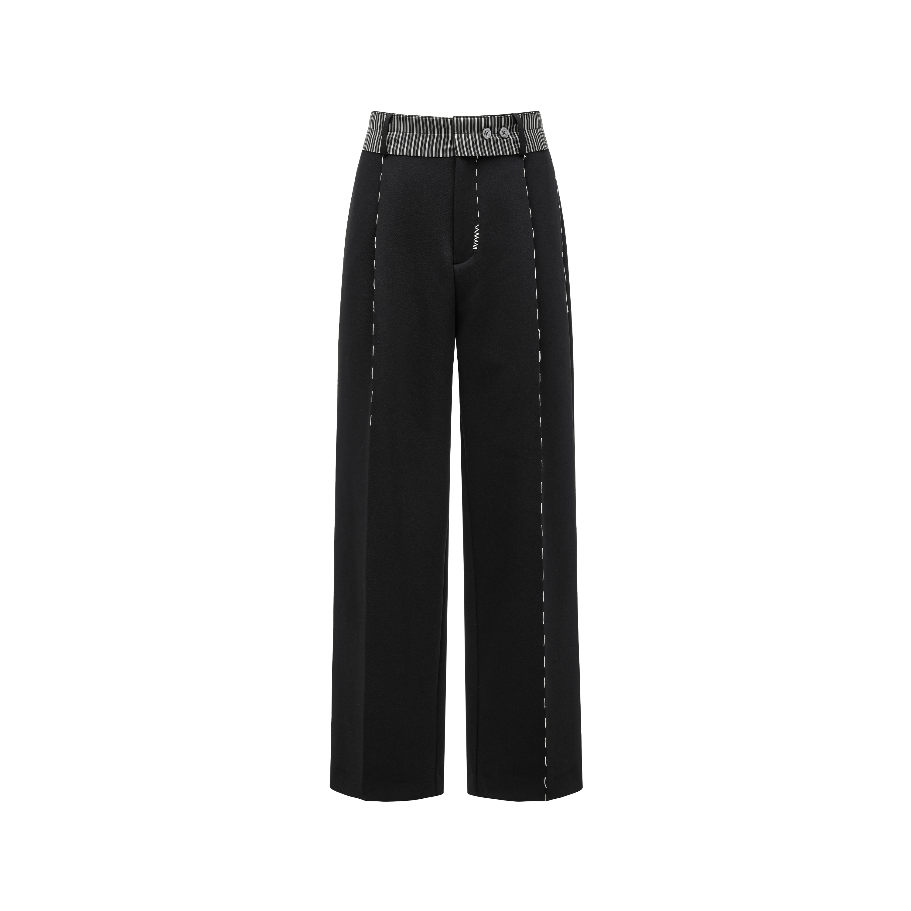 GB-GOODBRAND 25SS YM系列条纹拼接手缝线新贵风轻奢时尚直筒西裤