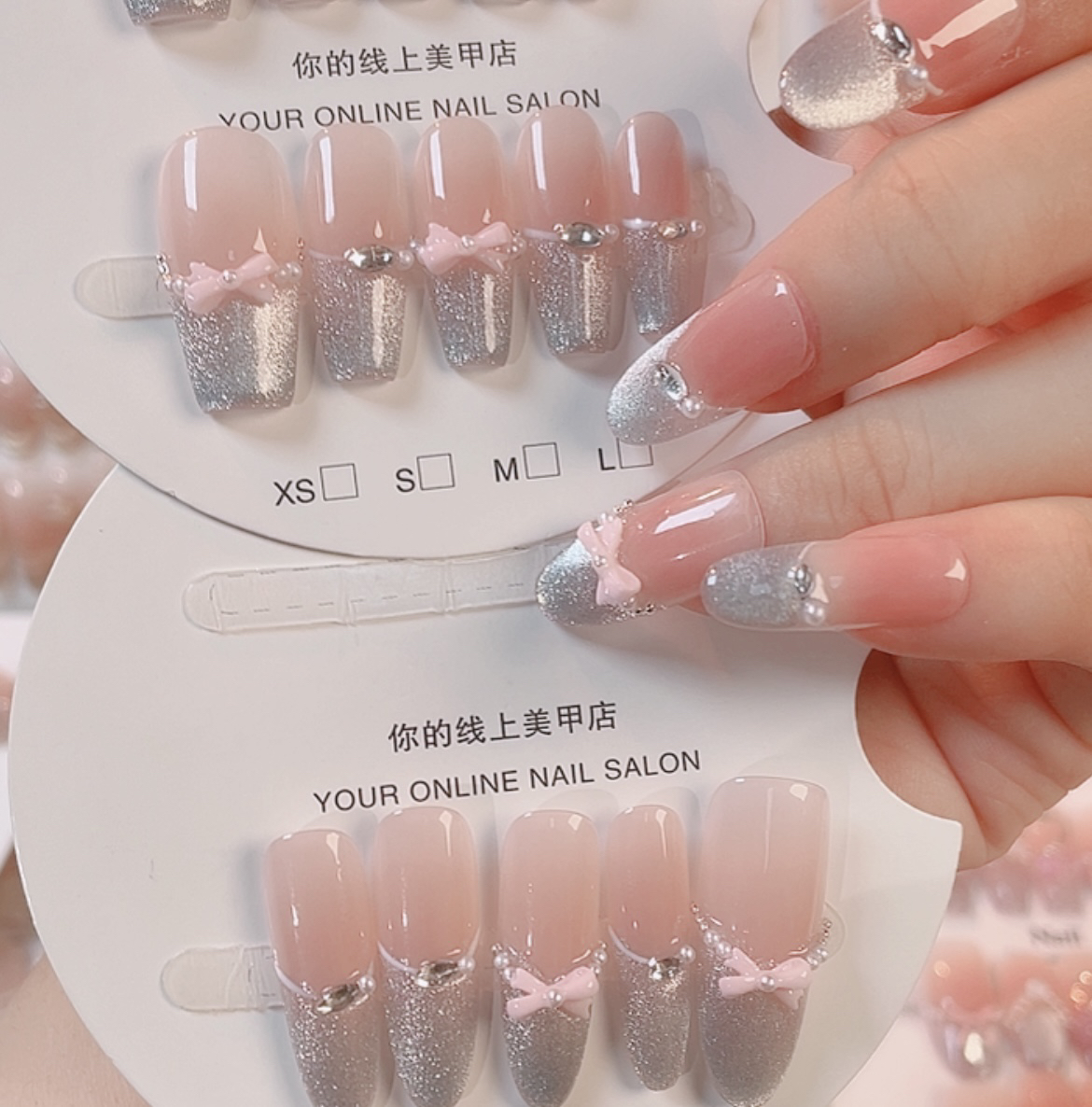 【海盐精灵】纯手工穿戴甲夏猫眼款可拆卸甲片10片