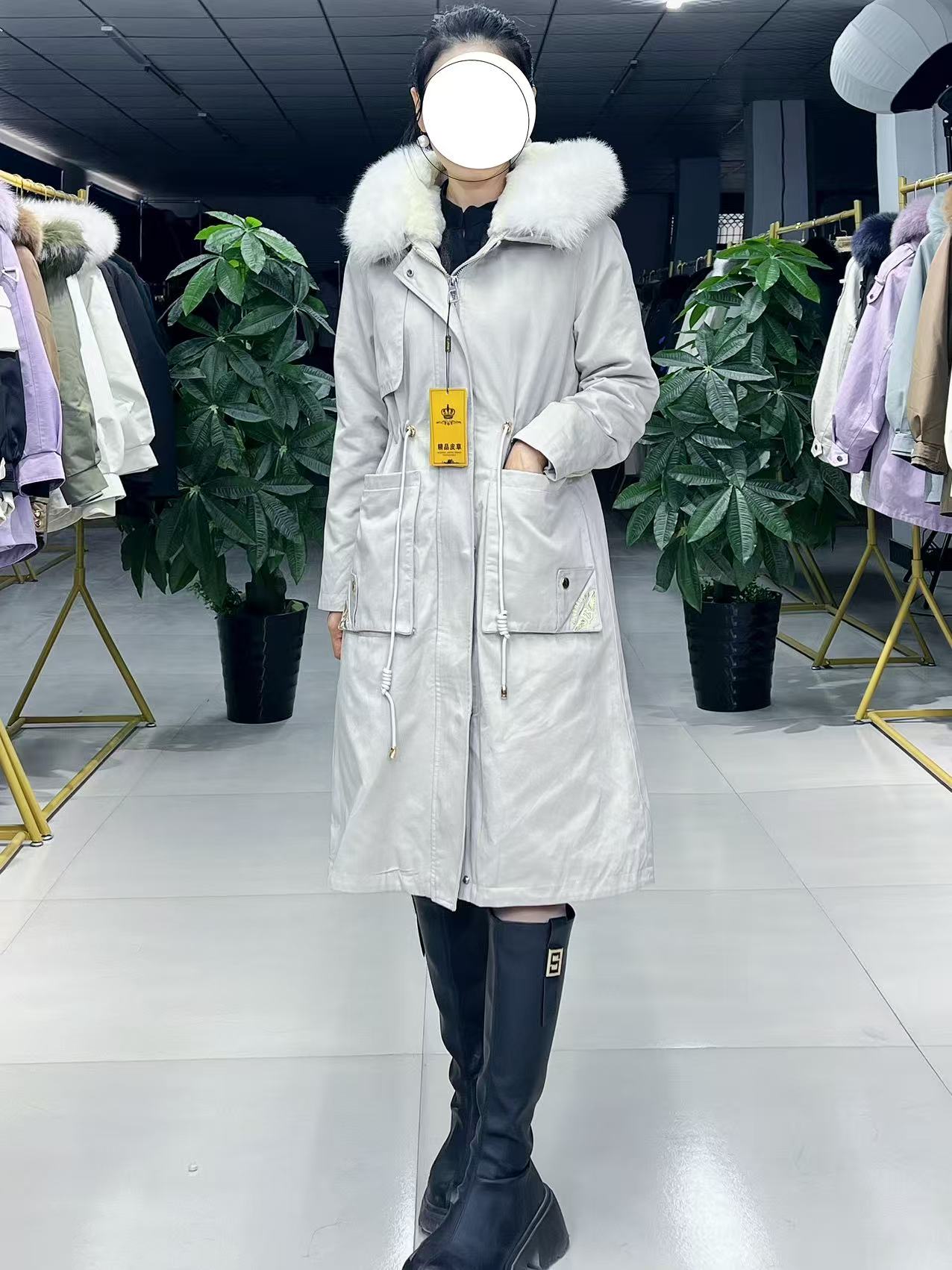 派克服长款女款时尚连帽冬季保暖休闲大毛领90-125斤（长福利4）
