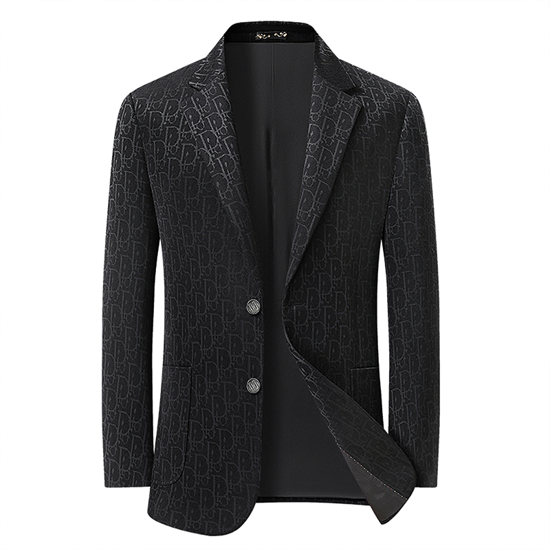 秋冬季男士韩版修身潮流时尚百搭印花商务休闲西服上装立体剪裁DS