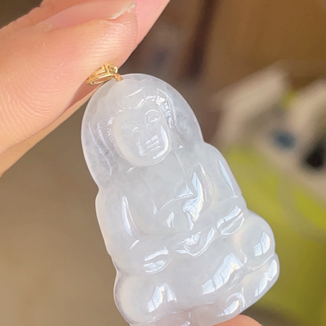 翡翠颈饰18K金镶嵌观音