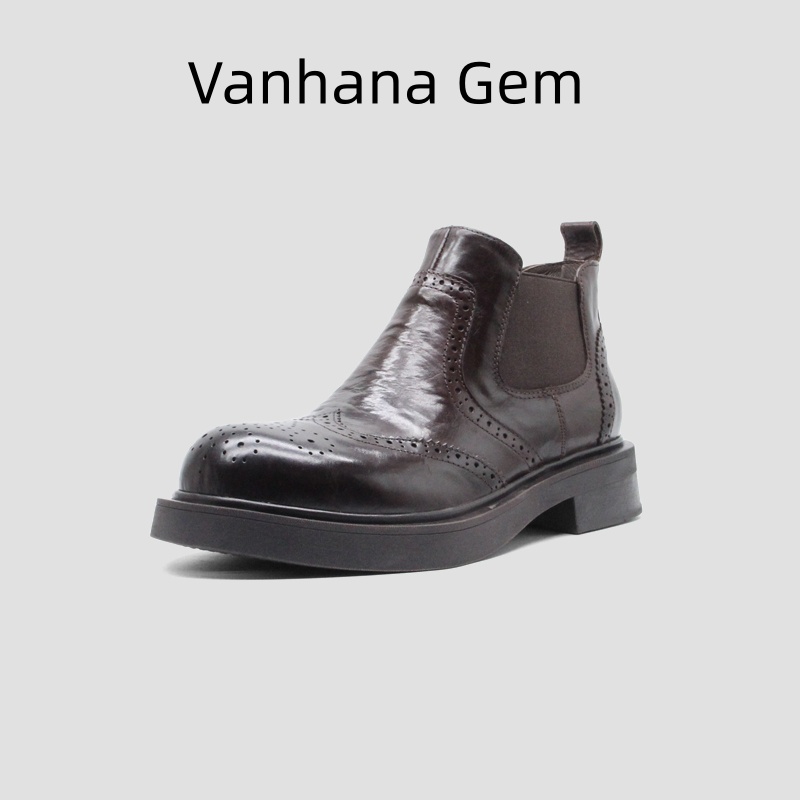 VANHANA GEM真皮切尔西靴耐磨欧货增高女靴英伦风 1306158