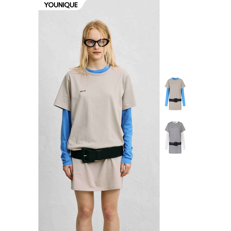【ANNAMOOER】新品26春夏真两件打底短袖T裙女
