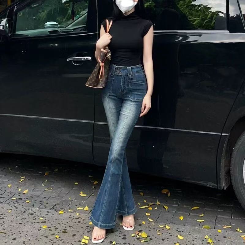 23820#设计感时尚显瘦微喇牛仔裤【直播间为准】裤长103/C1-2