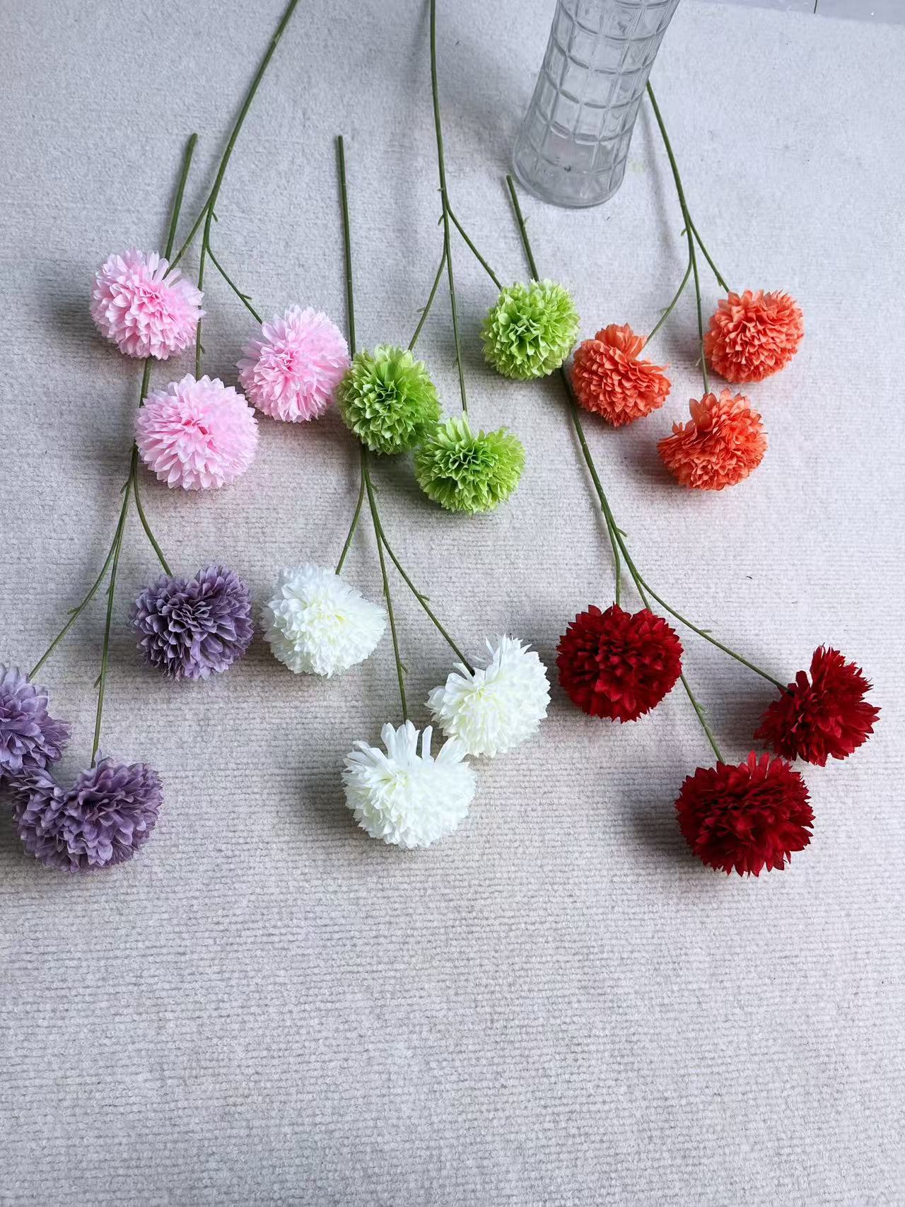 三头球菊仿真花球菊花束家居客厅装饰摆件