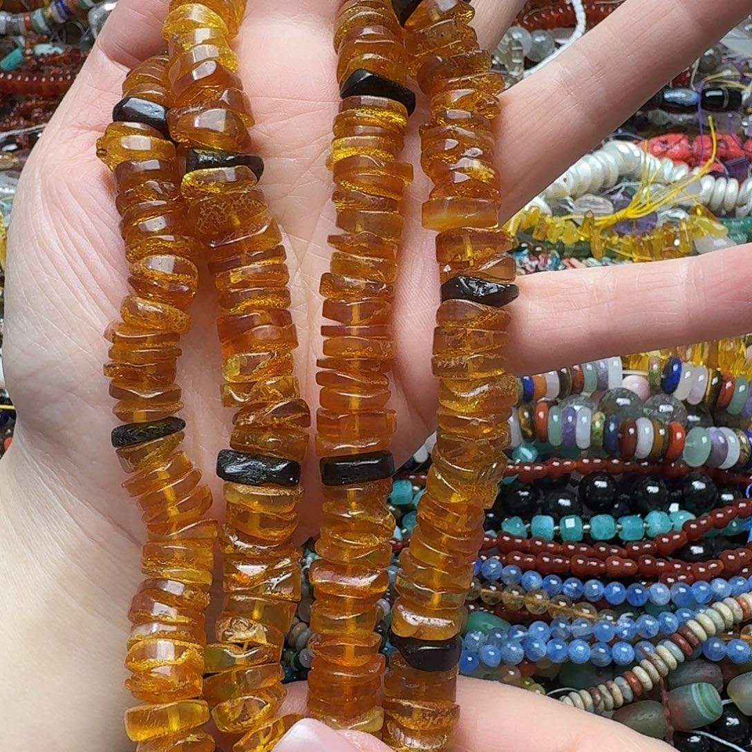 玛瑙/玉髓合金珠宝半成品一条12m蜜蜡隔片