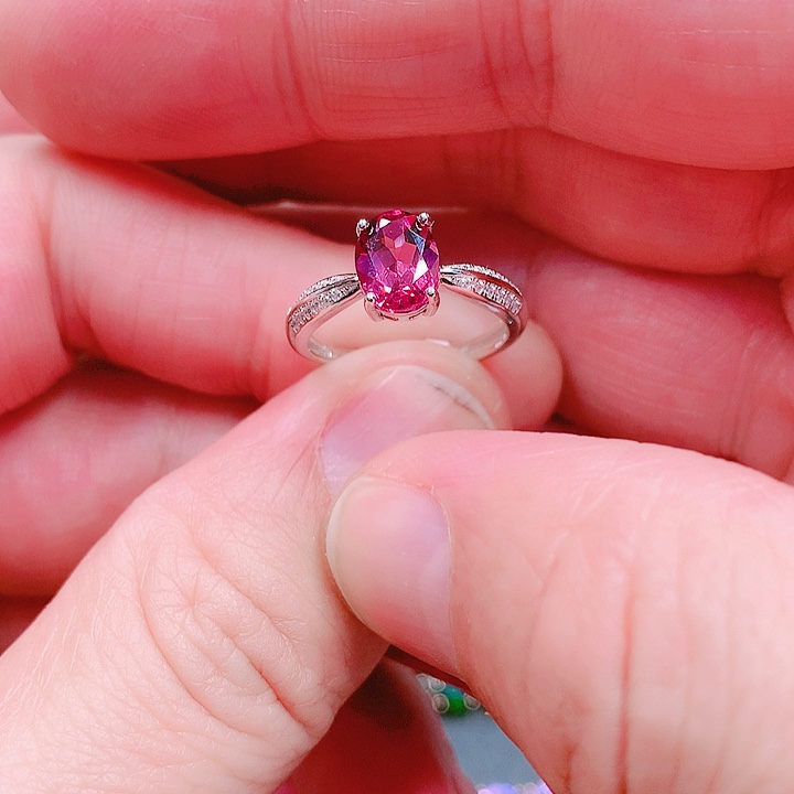 石榴石戒指银S925镶嵌