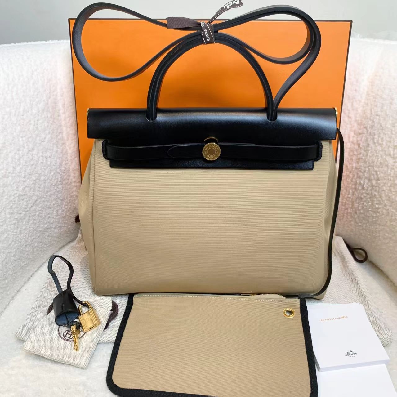 99新 Hermes/爱马仕 壹臻/风衣灰金扣herbag31b刻 23741075
