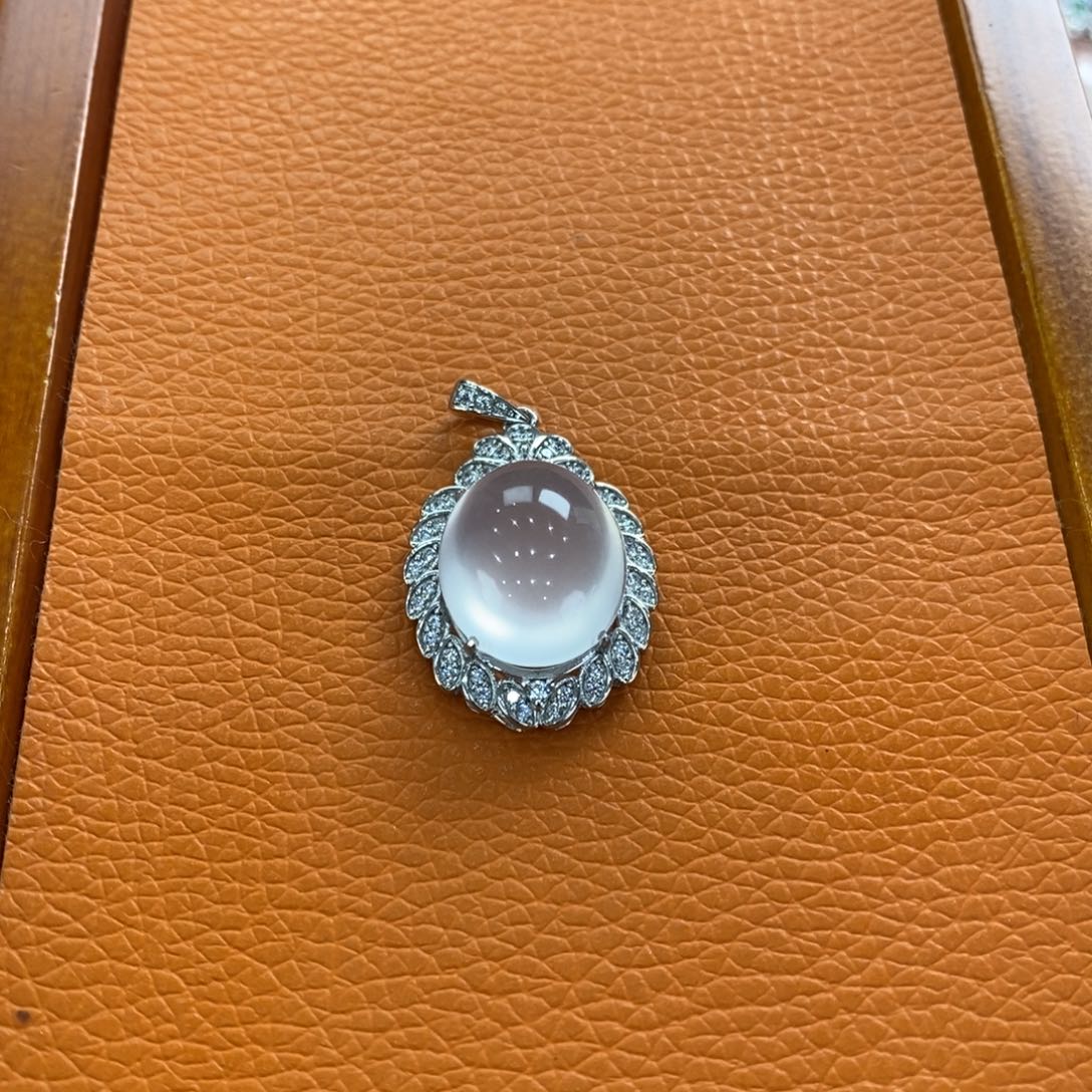 石英质玉吊坠(赠链)银S925镶嵌