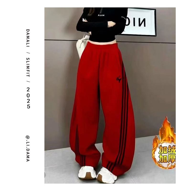 大码利-冬上新【杠杠加绒长裤】小众韩版显瘦休闲裤直筒宽松