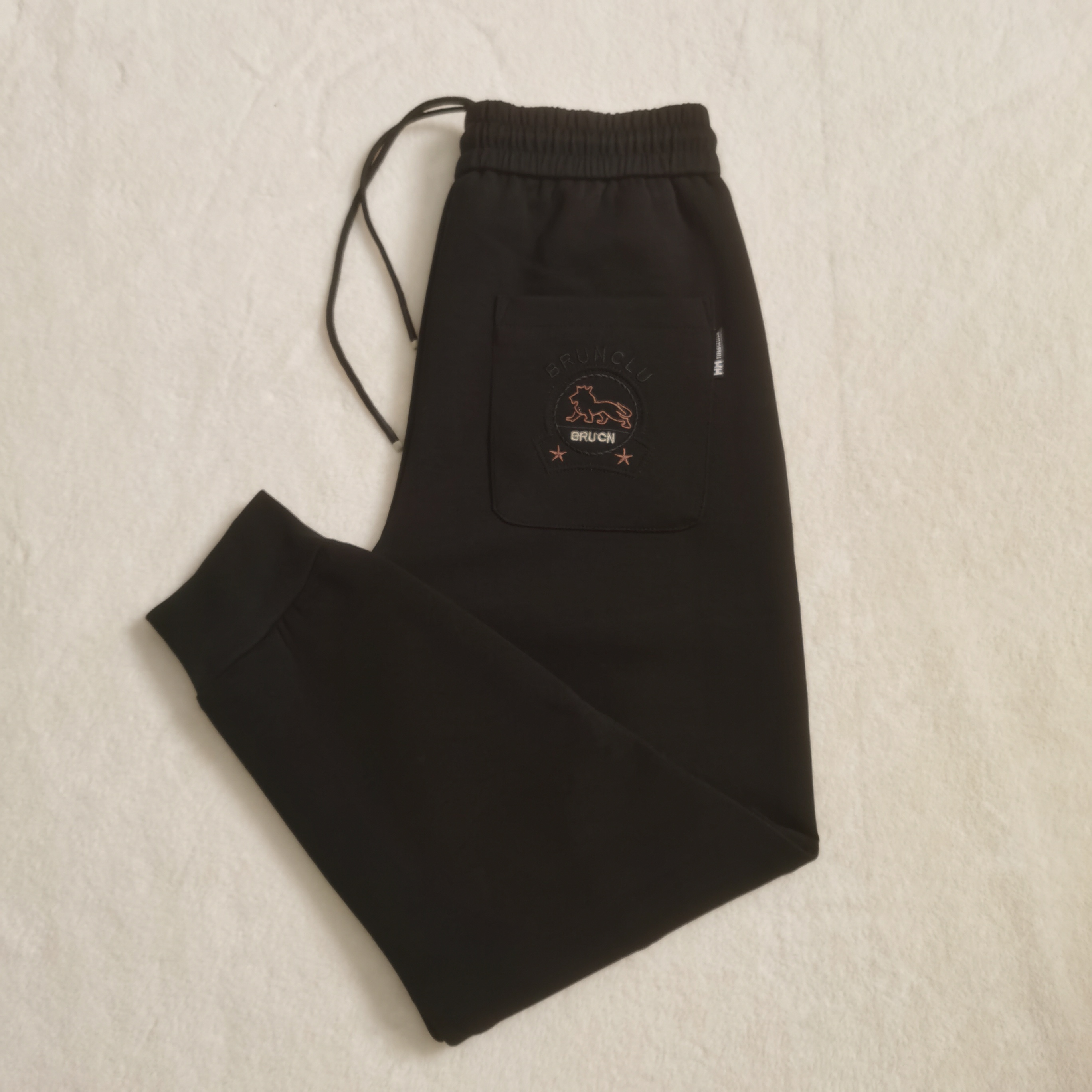 男女秋季弹力针织口袋拉链休闲收口卫裤3383