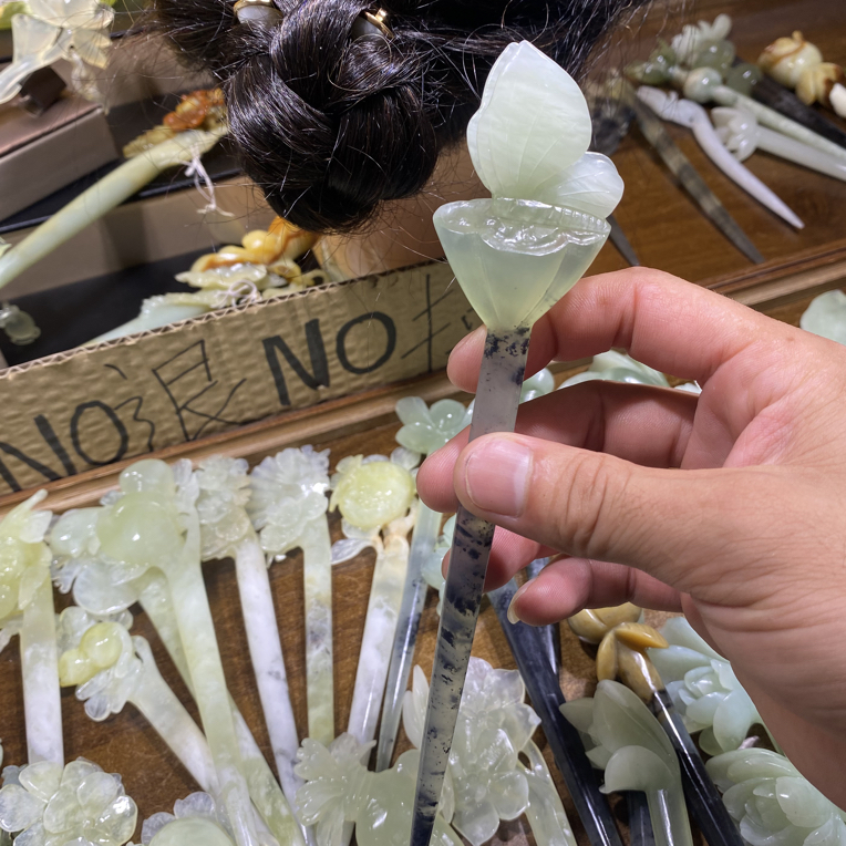 岫玉发簪、头饰、汉服发饰、简约玉簪、日常百搭、古风玉簪、精致发簪