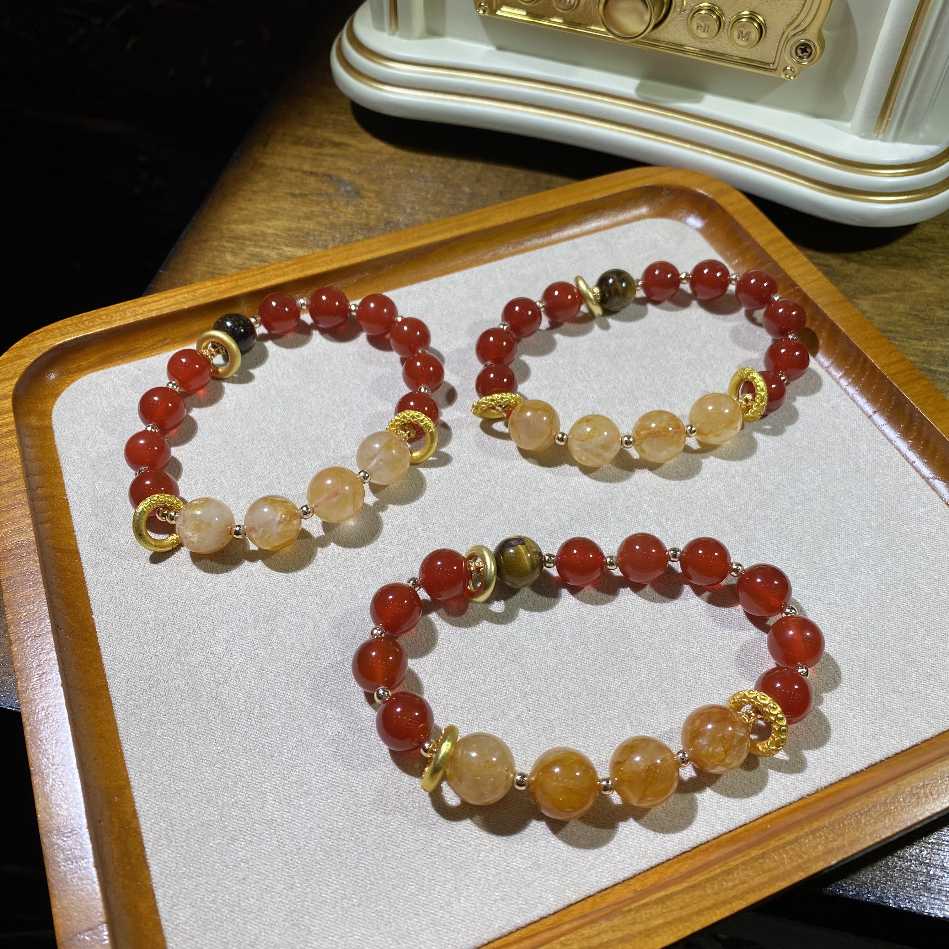 红玛瑙乾坤圈哪吒水晶手链设计款-多样性发其一C126