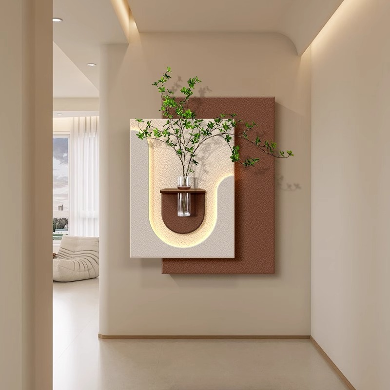 水培绿植装饰画DIY带花瓶立体砂岩入户玄关壁画高级感客厅挂画