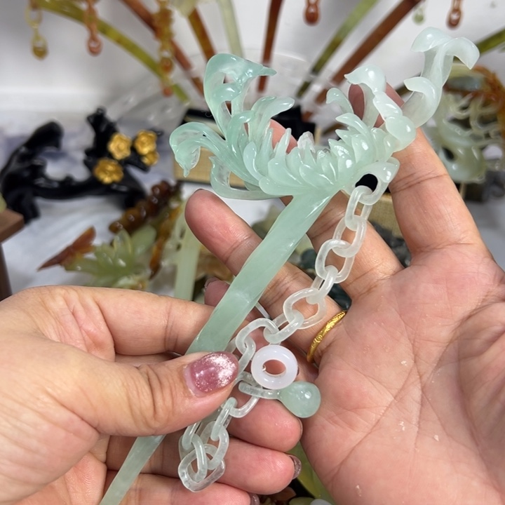 定制蛇纹石玉云*处毛货发饰