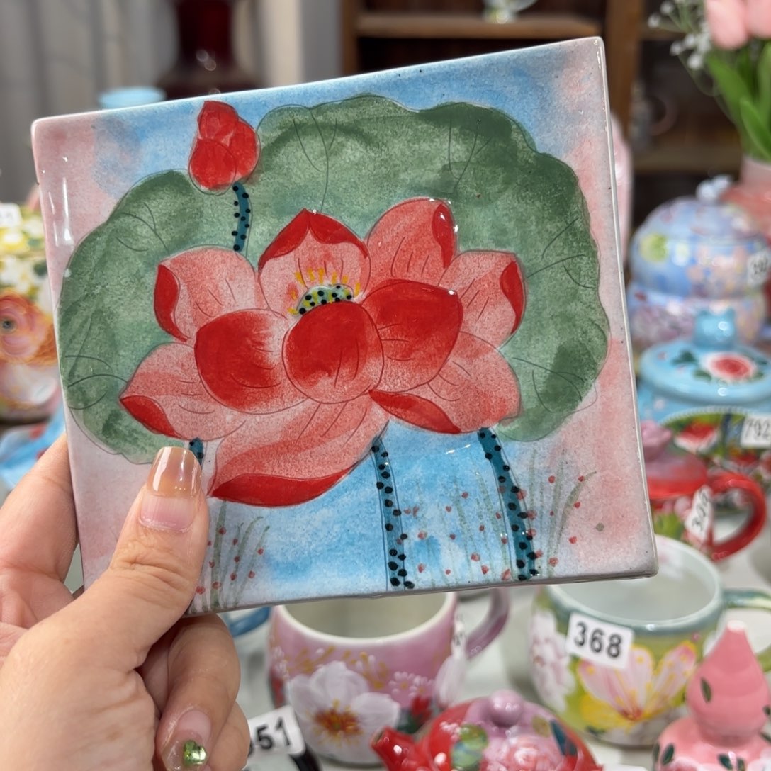 瓷片景德镇手绘高温釉下彩陶瓷茶具