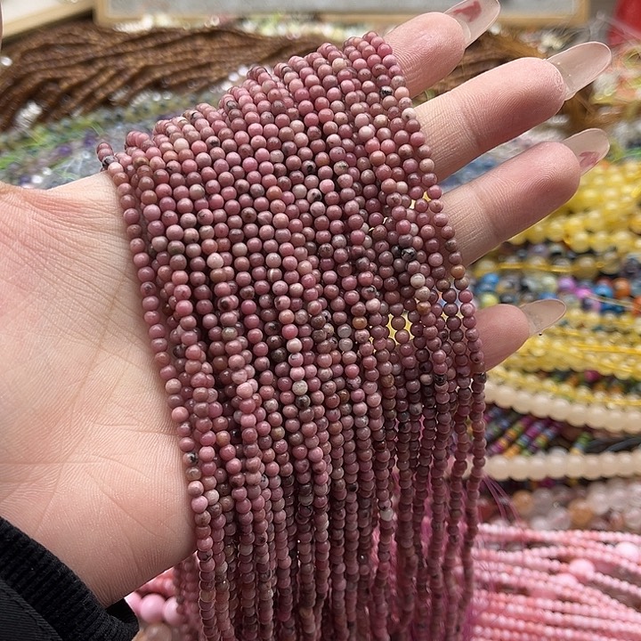 玛瑙/玉髓珠宝半成品未镶嵌一条3mm左右蔷薇石