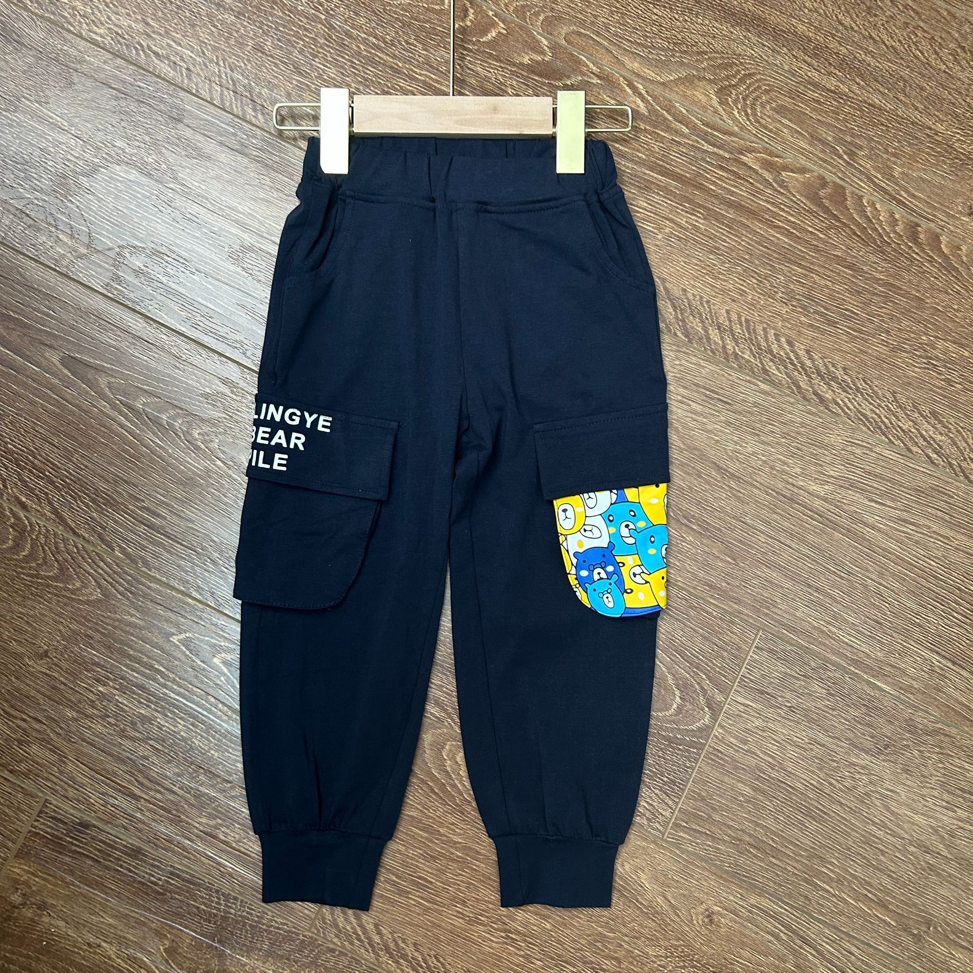 儿童长裤男女童春秋新款休闲针织裤大口袋中小童秋季运动裤潮