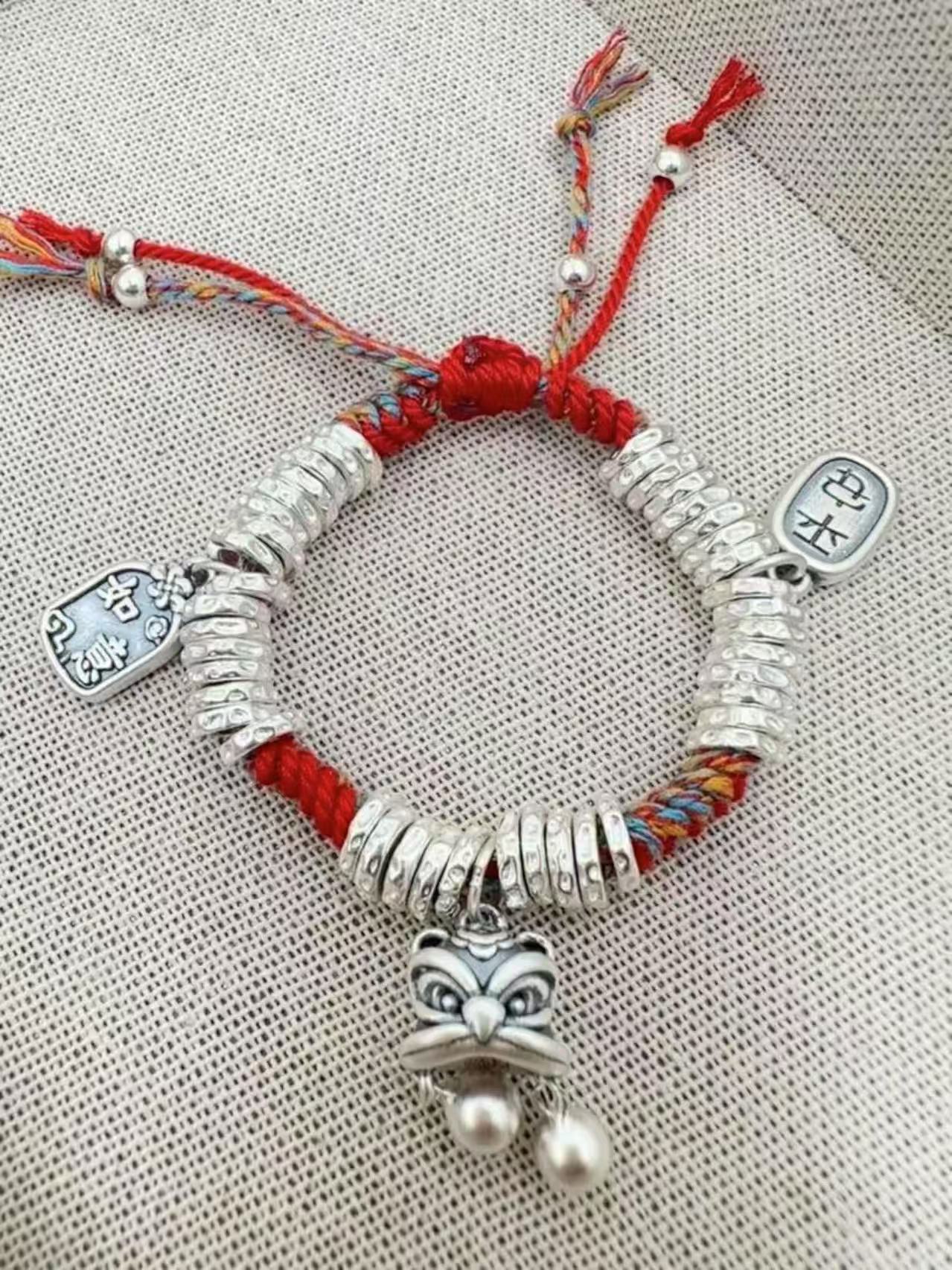 足银手链 银大福珠宝  醒狮盘缠手链A（无礼盒）YZ065