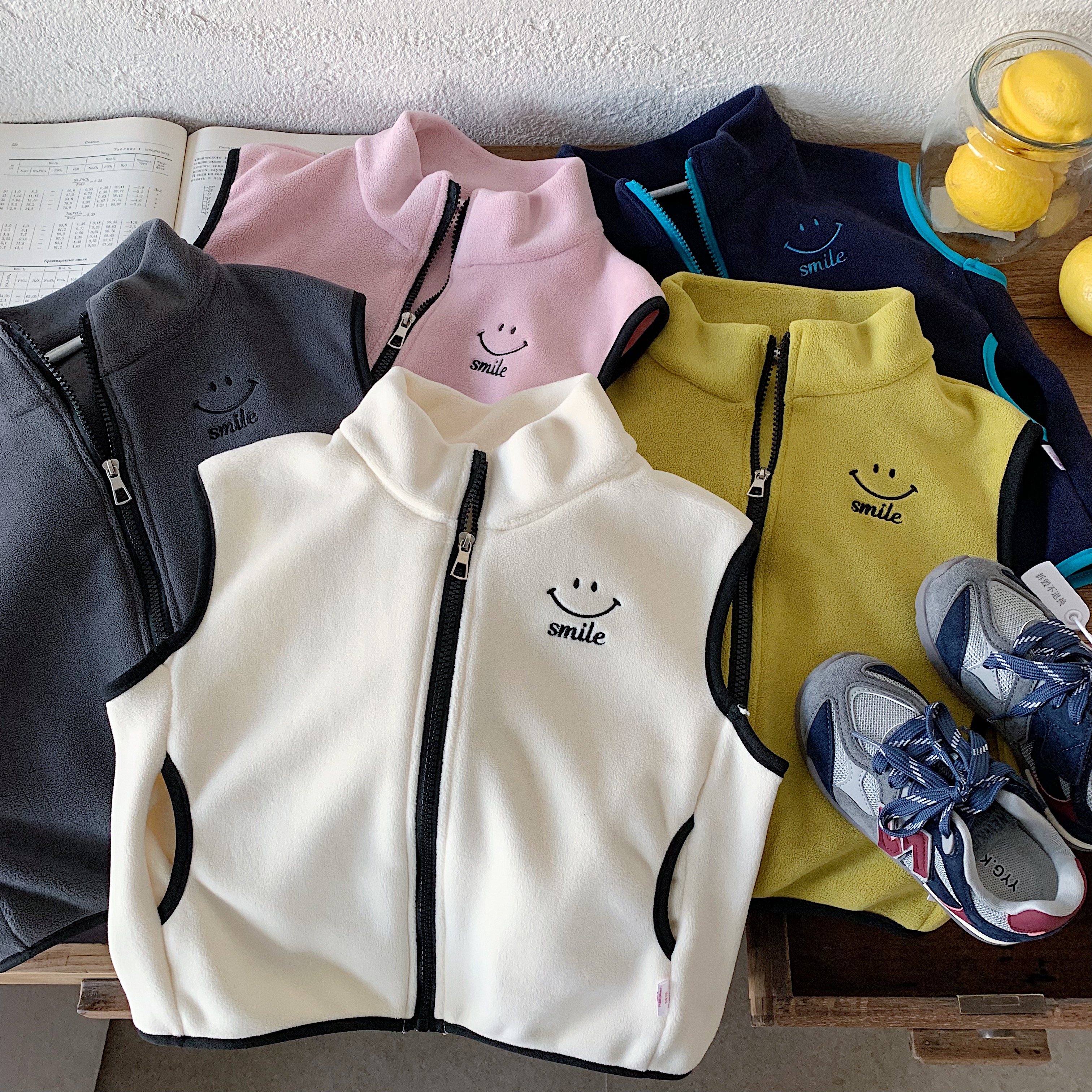 【宝妈必囤】宝宝奥利绒马甲 立领拉链笑脸款 加绒保暖不臃肿
