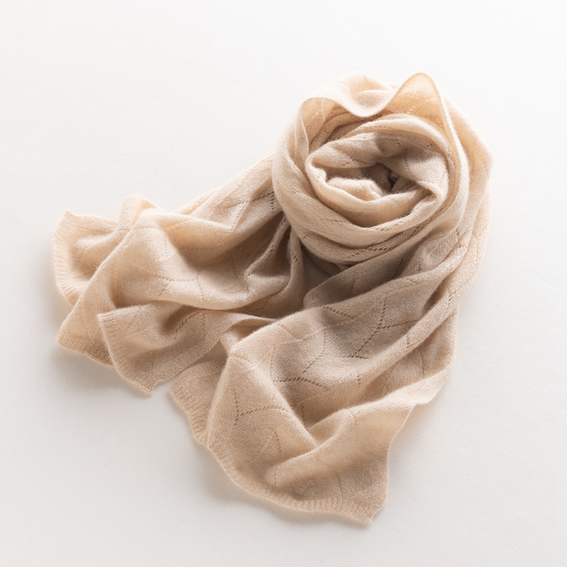 人字纹纯羊绒镂空围巾165*30