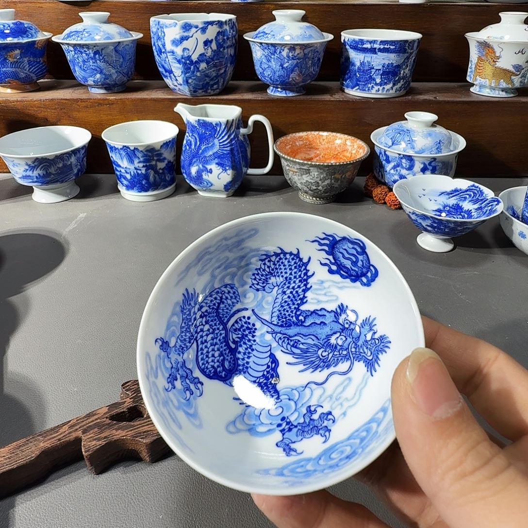 钟***云泥塑主人杯手工手绘微瑕