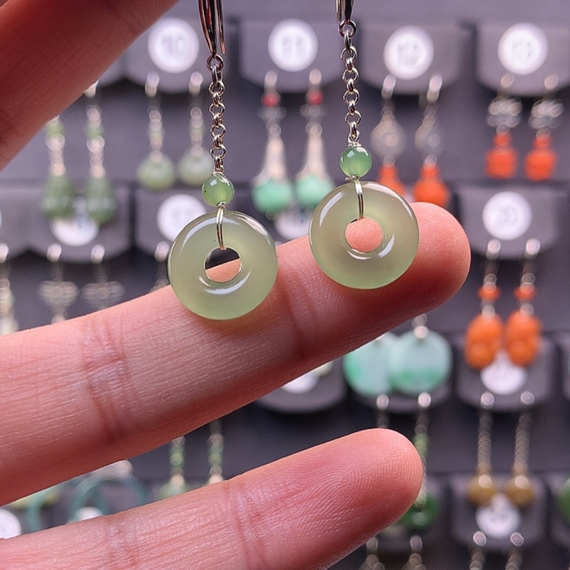 【闪购商品】和田玉耳饰银S925镶嵌