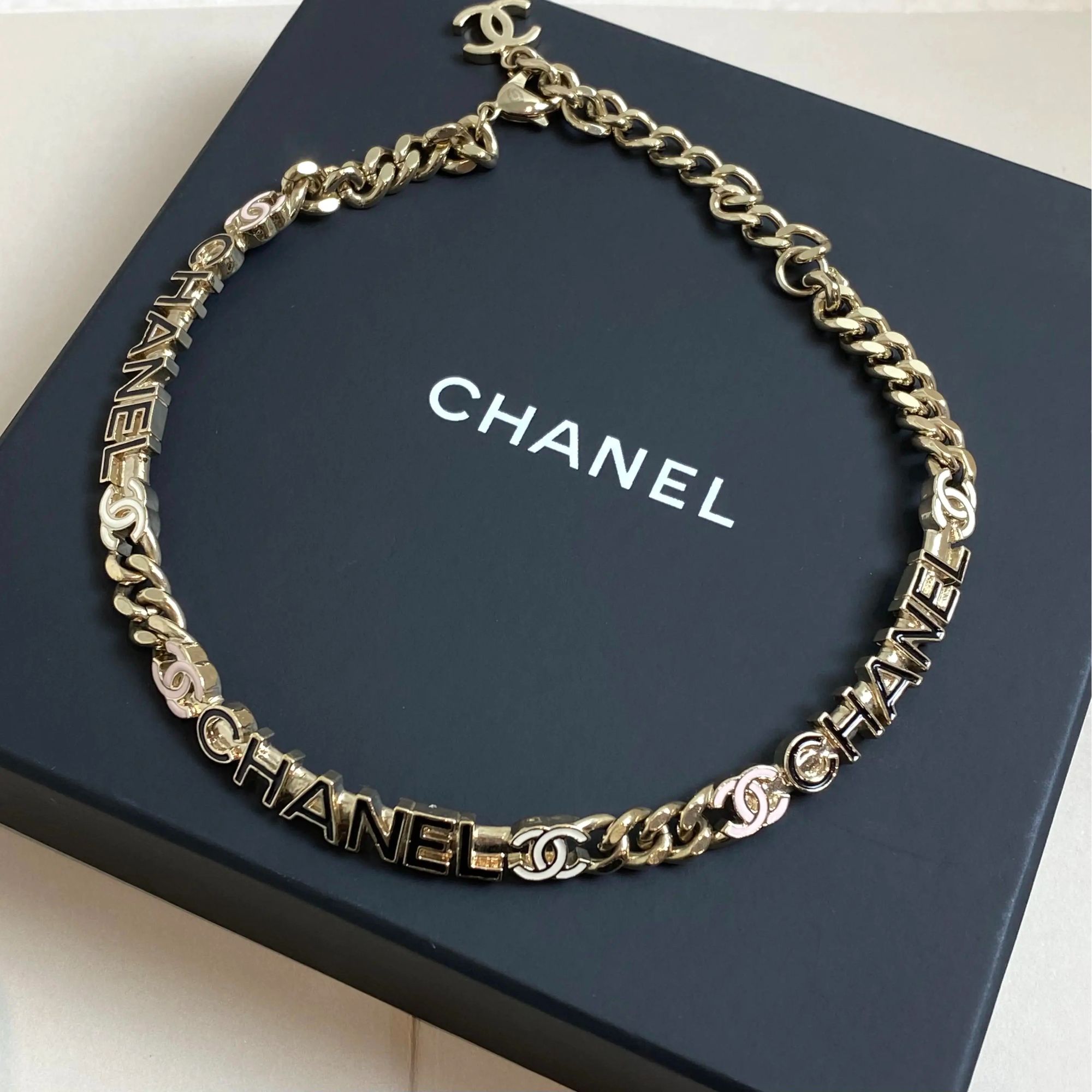 99新 Chanel/香奈儿 淡金logo项链/73139982/12期免息/代卖服务