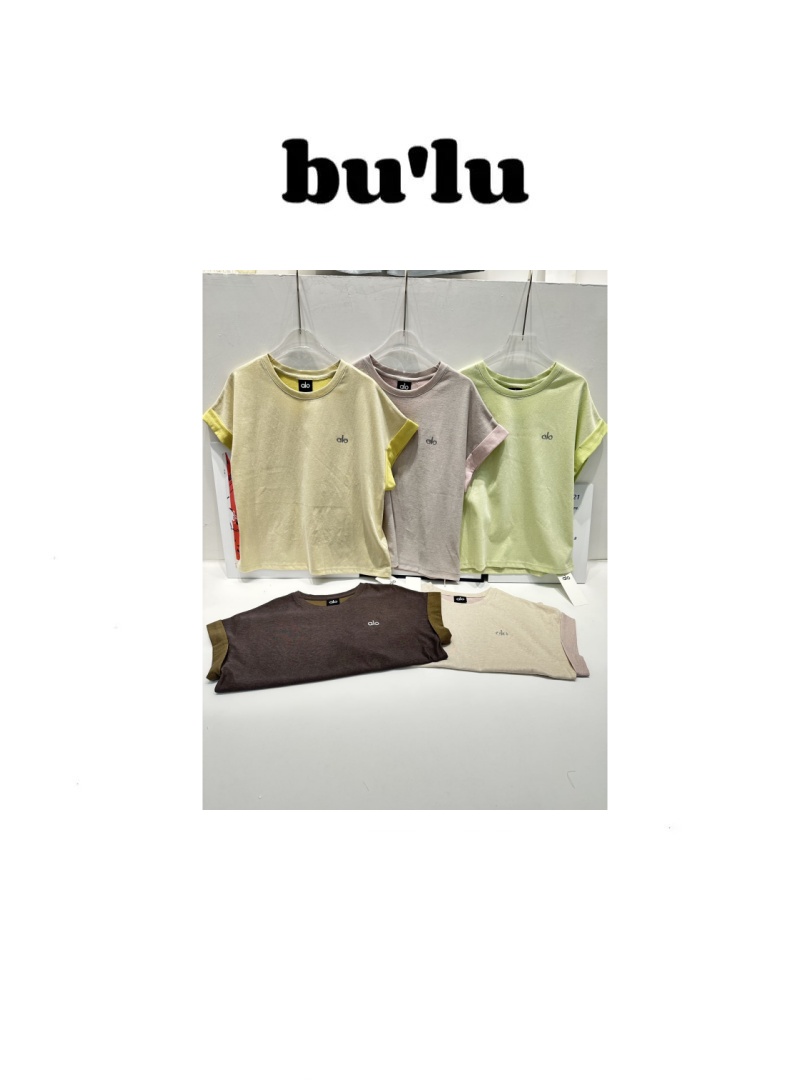 bu'lu “山月诗”~啊喽夏季新款圆领拼色落肩短袖