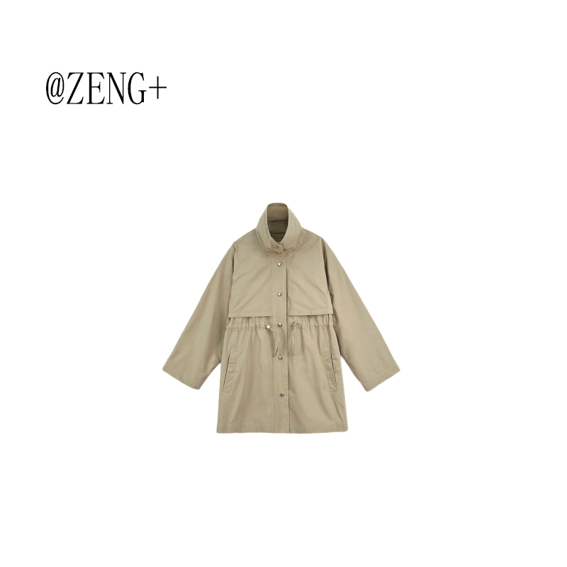Zeng+ | 日系经典抽绳高领风衣外套