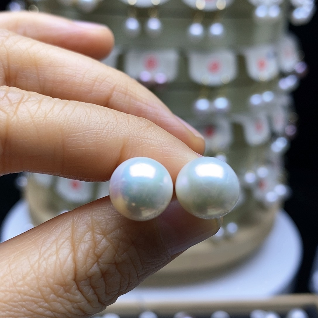 淡水珍珠耳饰银S925镶嵌