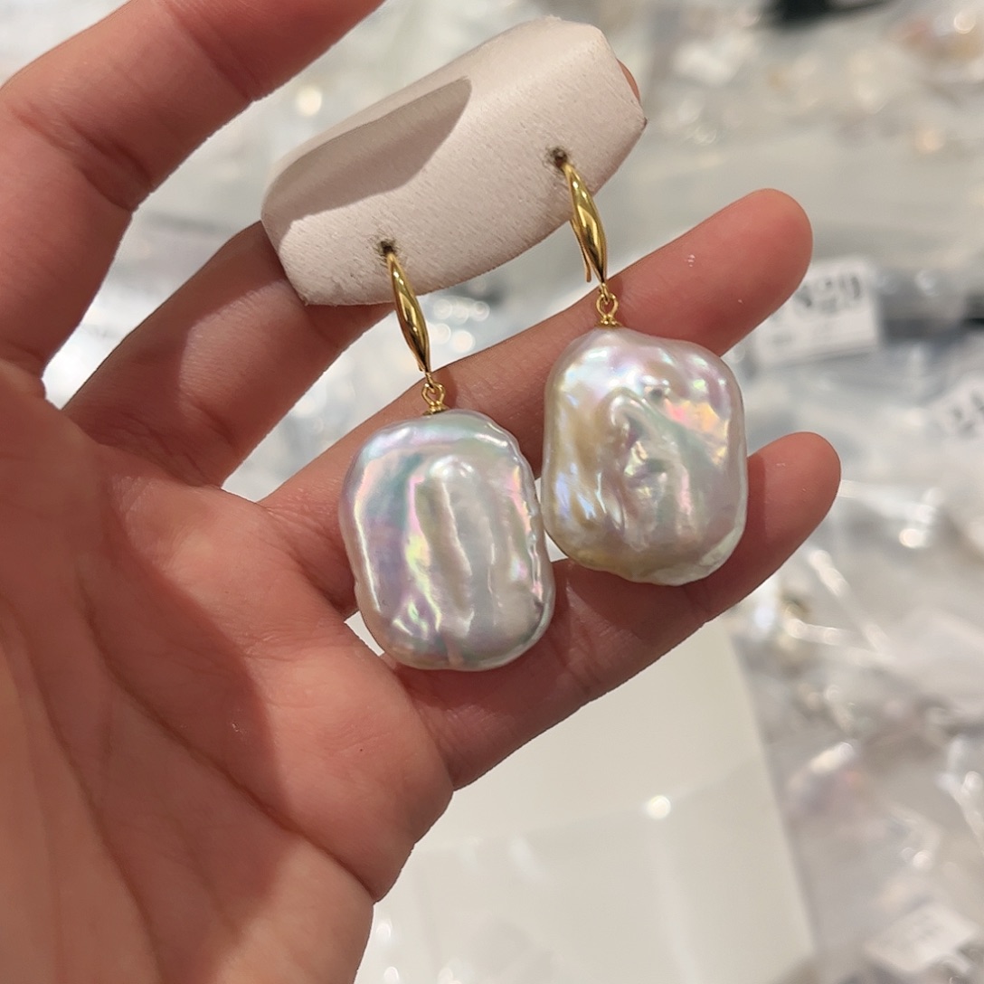 淡水珍珠耳饰银S925镶嵌