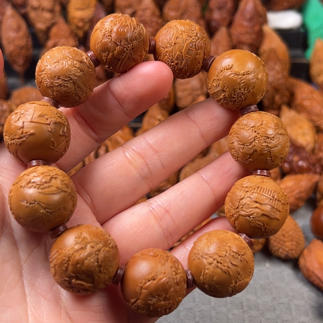 手串/手链橄榄核2.1光珠 锦绣河山手串