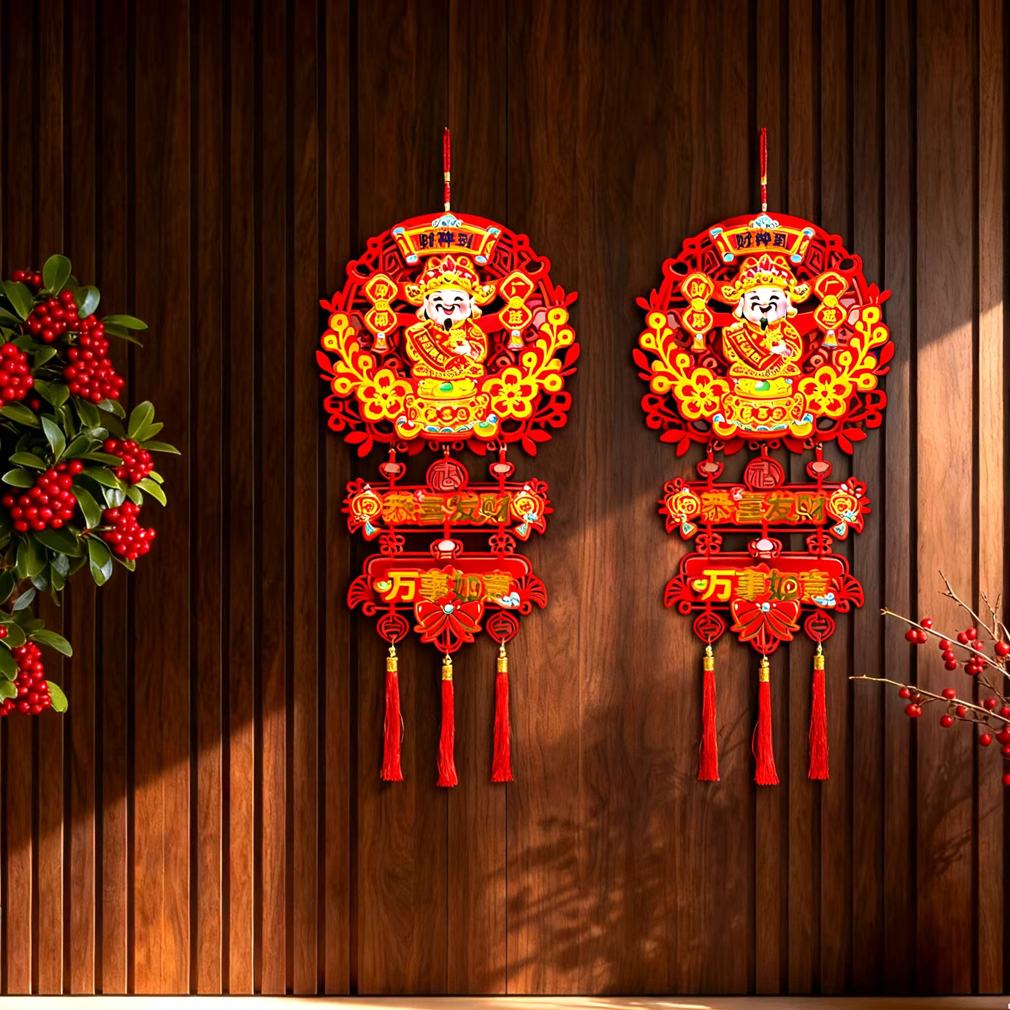 福字三联挂饰乔迁新居进宅大吉装饰用品t