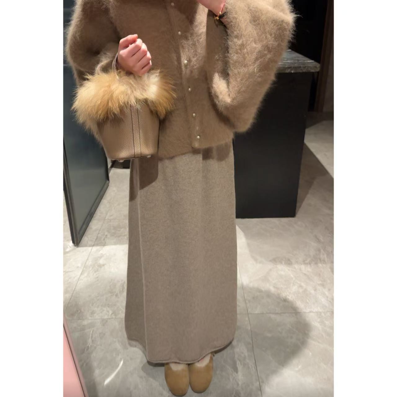 RUIRUI瑞秋冬慵懒风休闲百搭羊毛混纺针织半身裙BQ1477R